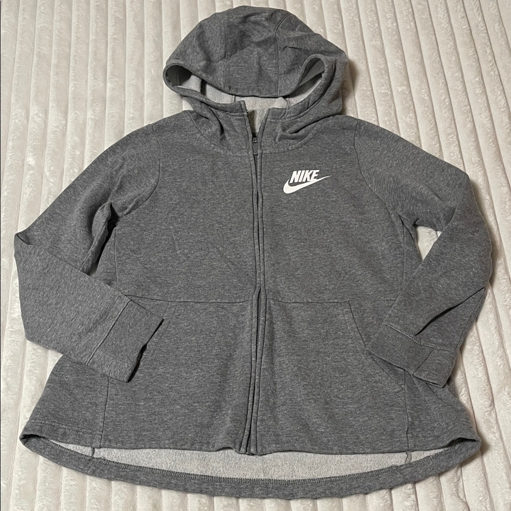 Nike Full Zip Gray Hoodie | Size Large Kids